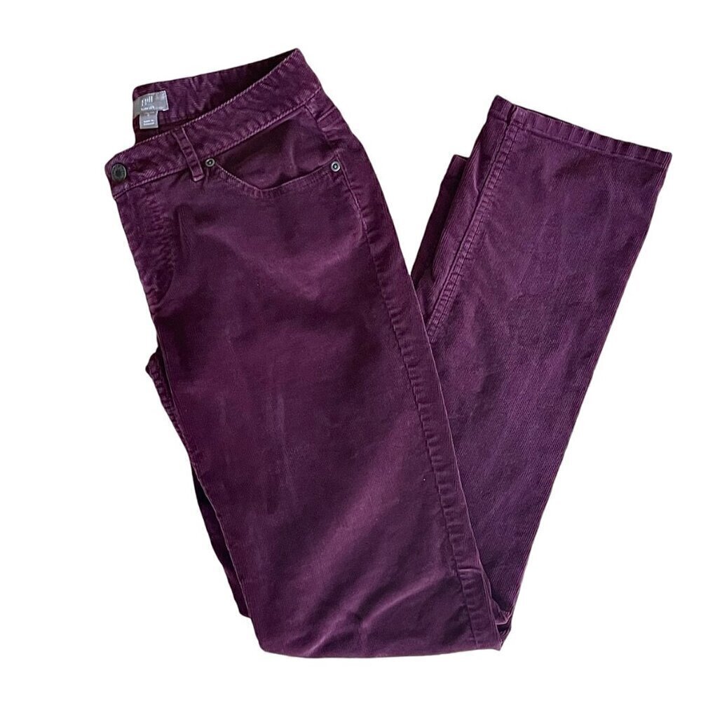 J Jill Burgundy Corduroy Pants Size 2 Slim Straight Leg - Picture 3 of 10